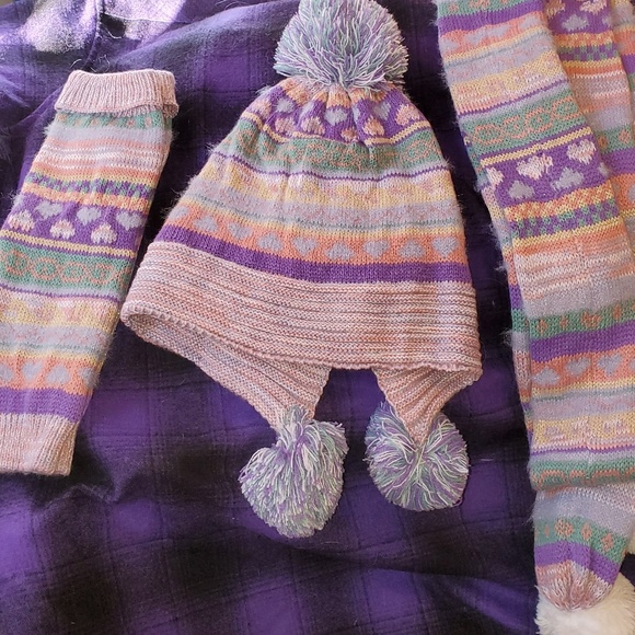 Muk Luks Accessories - Muk Luks Pastel Fair Isle Knit Set